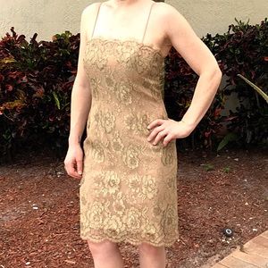 Exquisite Champagne lace cocktail dress.